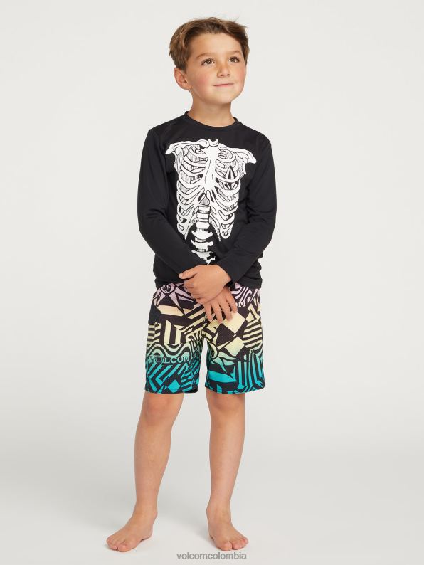 camiseta de manga larga de esqueleto negro Z44ZX1358 navegar niños