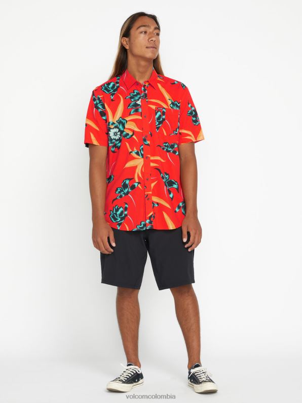 camisa de manga corta de tiempo de la isla naranja roja Z44ZX152 ropa hombres