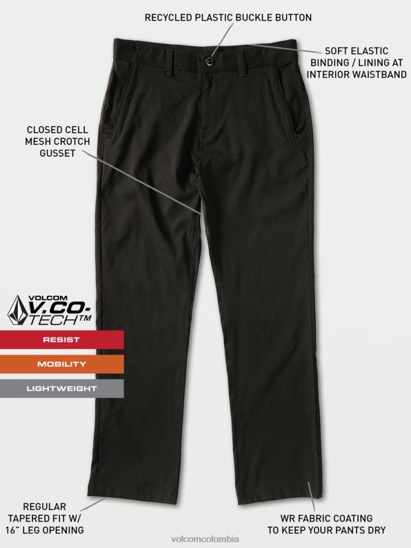 malditos pantalones chinos de tecnología negro Z44ZX336 ropa hombres