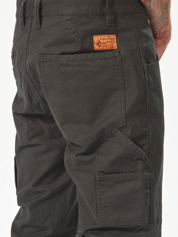 pantalones con dobladillo de pinza de ropa de trabajo negro Z44ZX297 ropa hombres