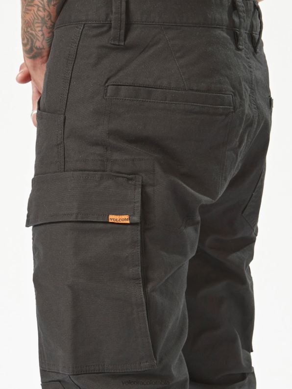 pantalones con dobladillo de pinza de ropa de trabajo negro Z44ZX297 ropa hombres