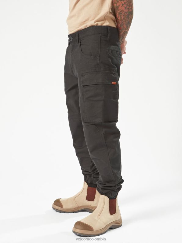 pantalones con dobladillo de pinza de ropa de trabajo negro Z44ZX297 ropa hombres