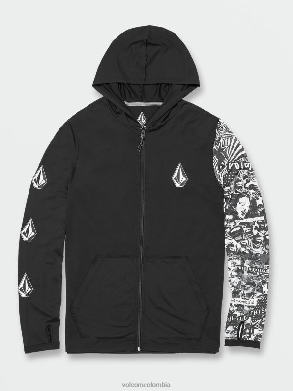 icónica capucha de piedra collage manga larga upf 50 rashguard negro Z44ZX647 ropa hombres