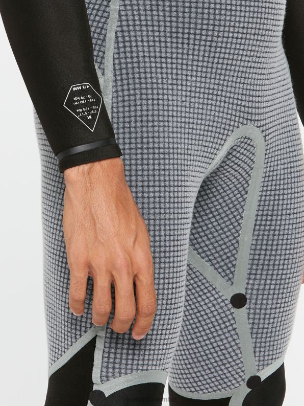 Modulador de 4/3 mm con capucha y cremallera en el pecho negro Z44ZX639 ropa hombres