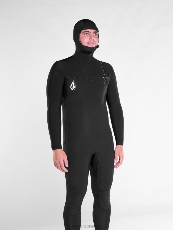 Modulador de 4/3 mm con capucha y cremallera en el pecho negro Z44ZX639 ropa hombres