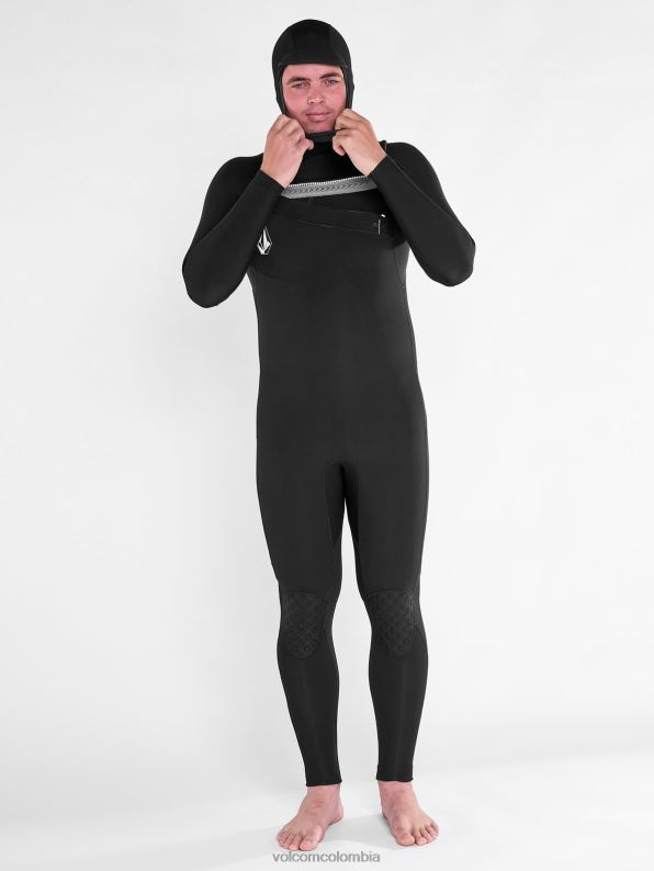 Modulador de 4/3 mm con capucha y cremallera en el pecho negro Z44ZX639 ropa hombres