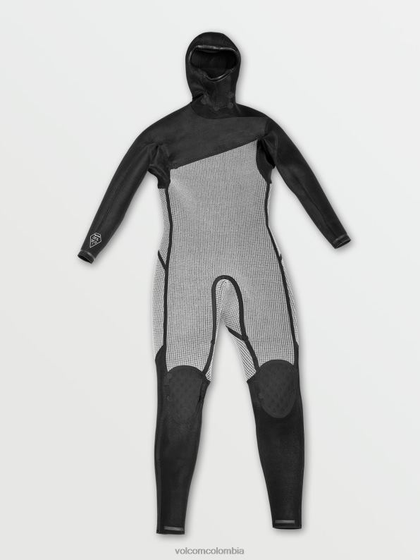 Modulador de 4/3 mm con capucha y cremallera en el pecho negro Z44ZX639 ropa hombres