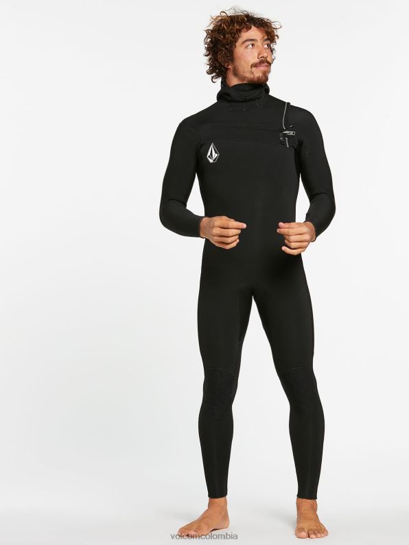 Modulador de 4/3 mm con capucha y cremallera en el pecho negro Z44ZX639 ropa hombres