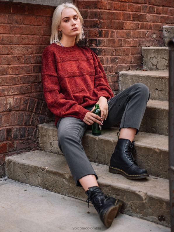 pantalones rectos colocados vendimia negro Z44ZX935 ropa mujer