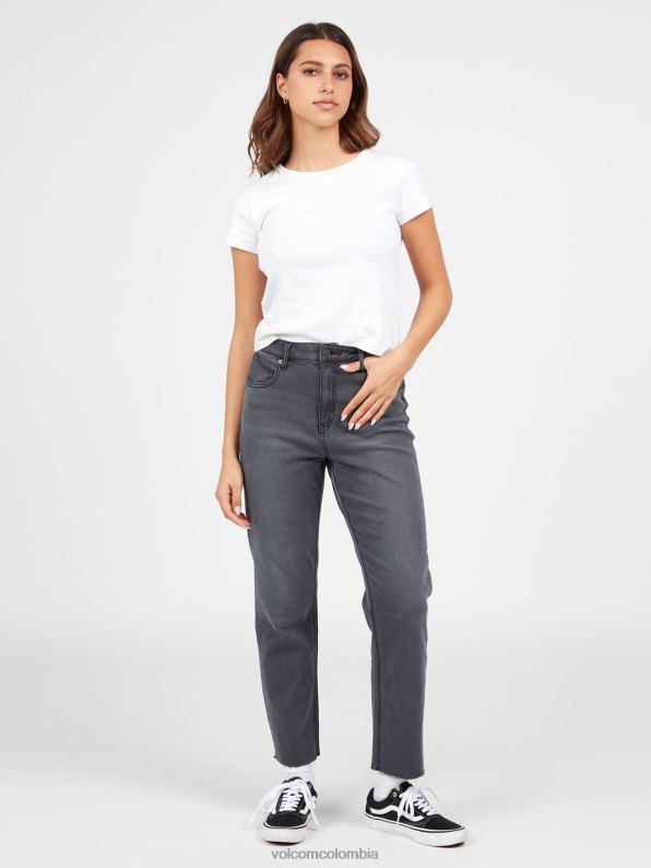 pantalones rectos colocados vendimia negro Z44ZX935 ropa mujer