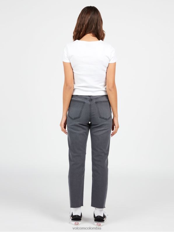 pantalones rectos colocados vendimia negro Z44ZX935 ropa mujer