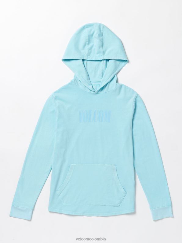 camisa con capucha y manga larga teñida a la piedra azul brumoso Z44ZX1170 ropa Niños